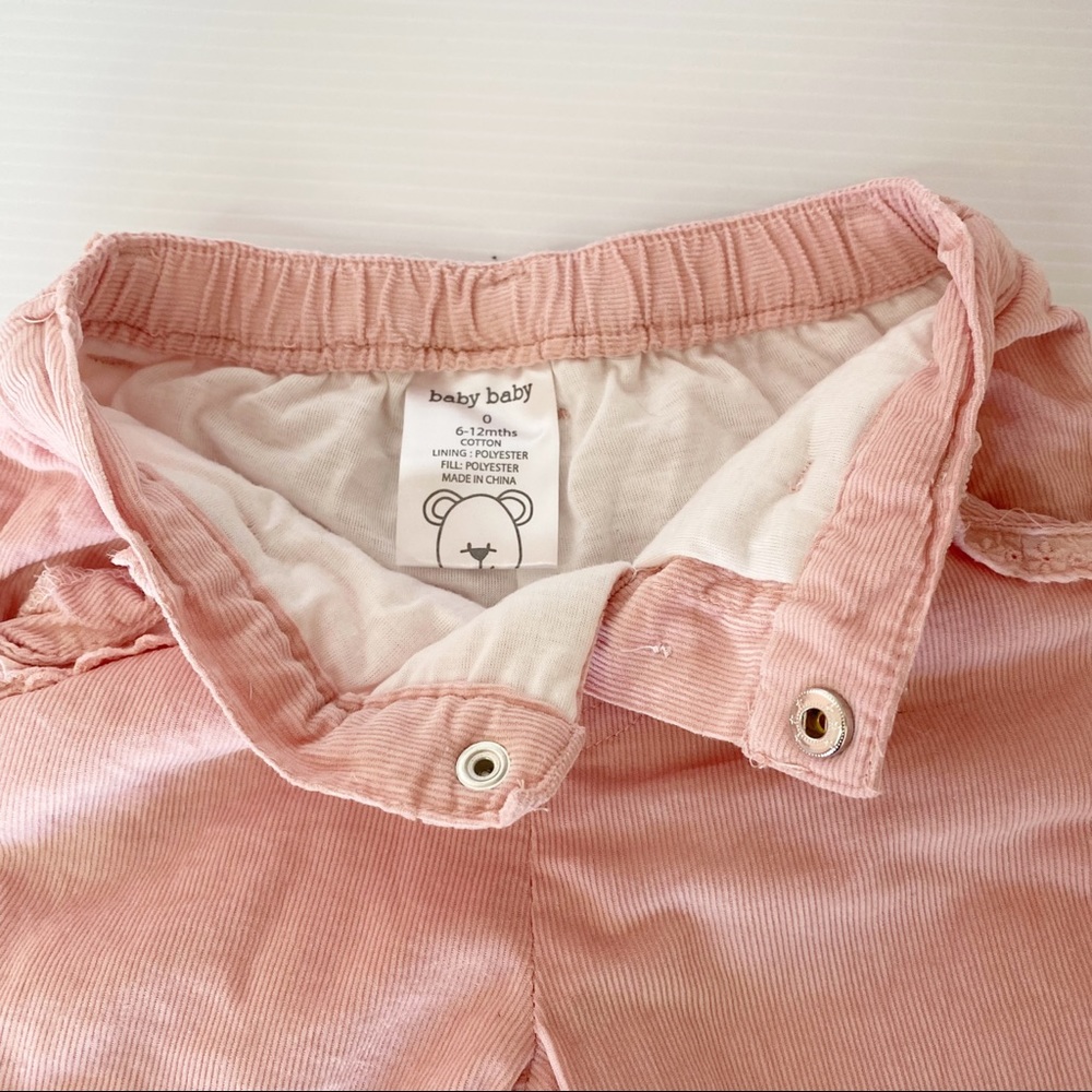 3 x bundle Girls size 0 lined cozy corduroy pants with long sleeve tops t-shirts - Picture 5 of 13